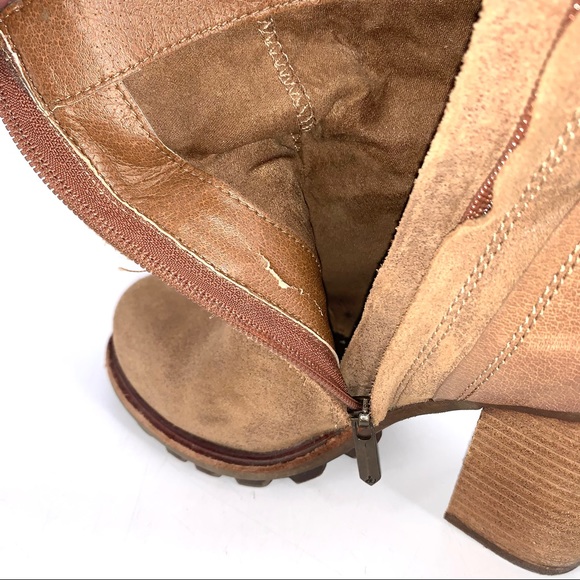 Sam Edelman Franklin Leather and Suede Heeled Ankle Boot In Whiskey Size 6 - Picture 11 of 12